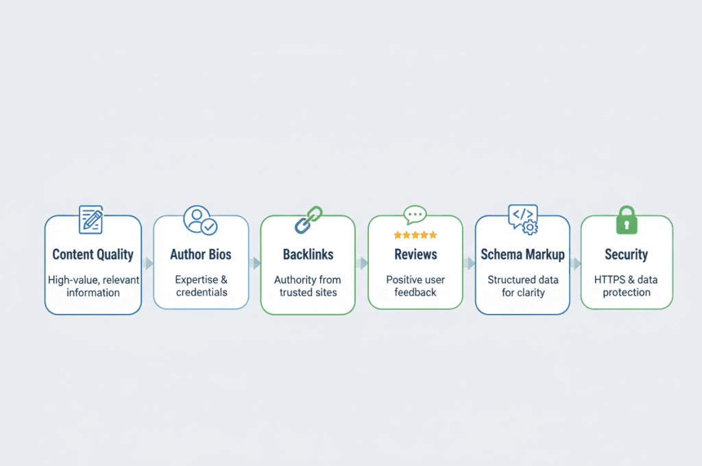 SEO roadmap showing strategies to improve E-E-A-T and Google trust signals