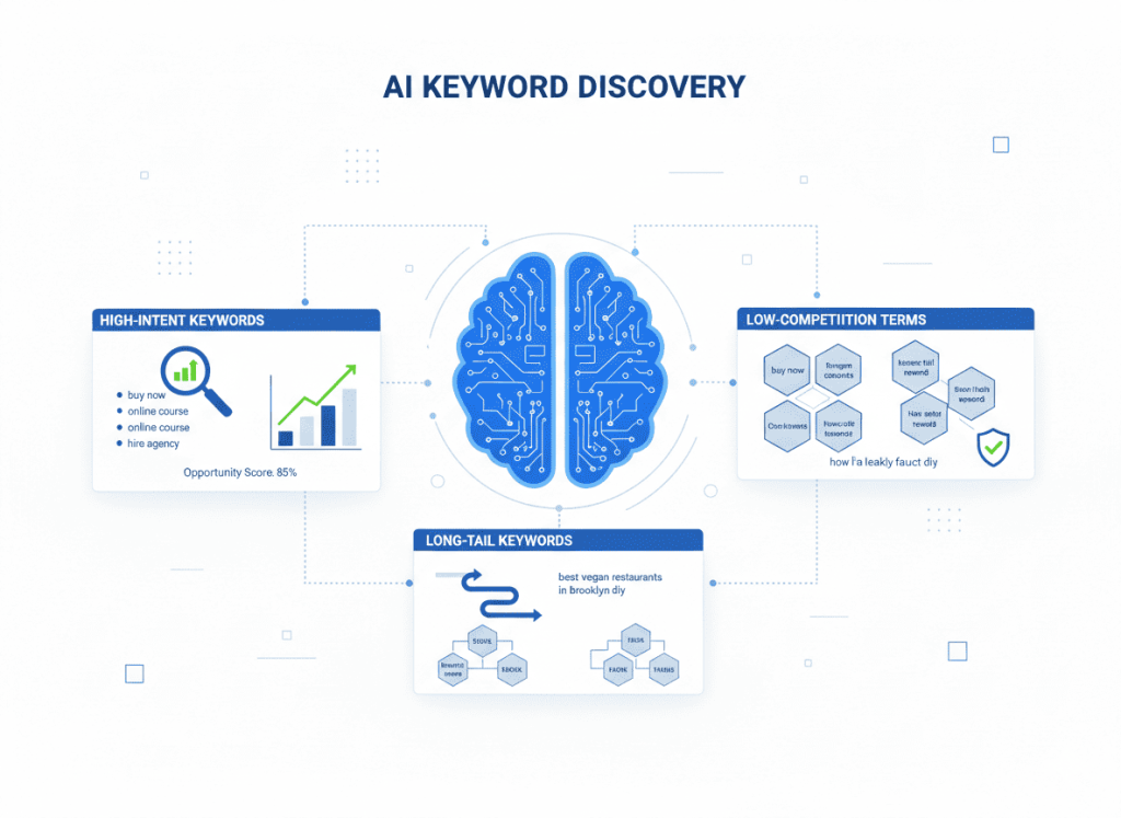 Illustration showing AI helping websites rank faster on Google search results