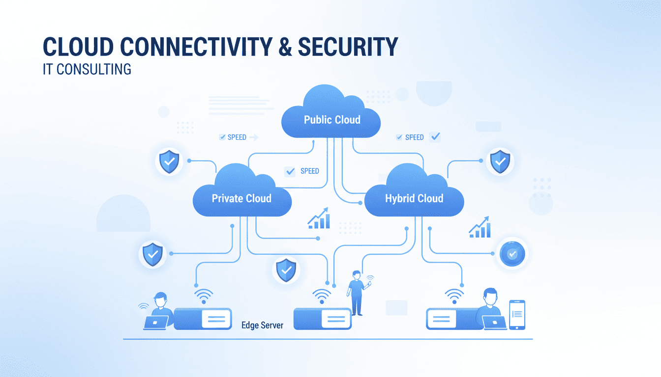 Illustration showing multi-cloud and edge computing shaping the future of cloud hosting