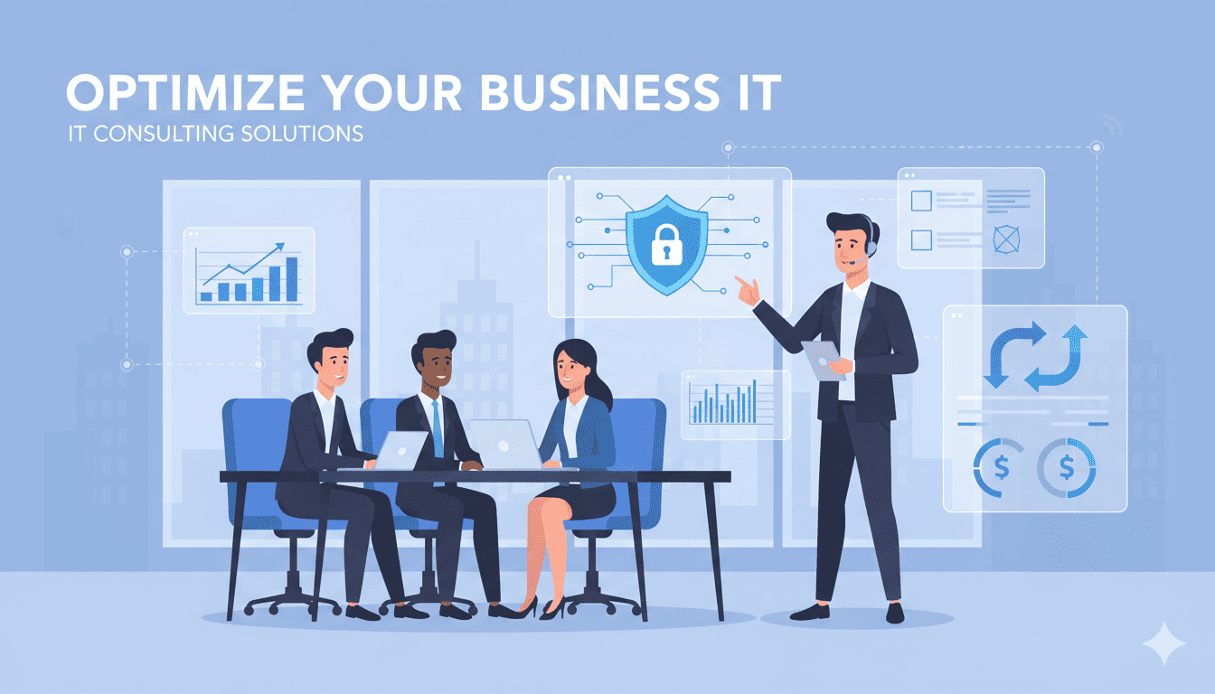 Business team working with IT consultant to prevent costly technology mistakes